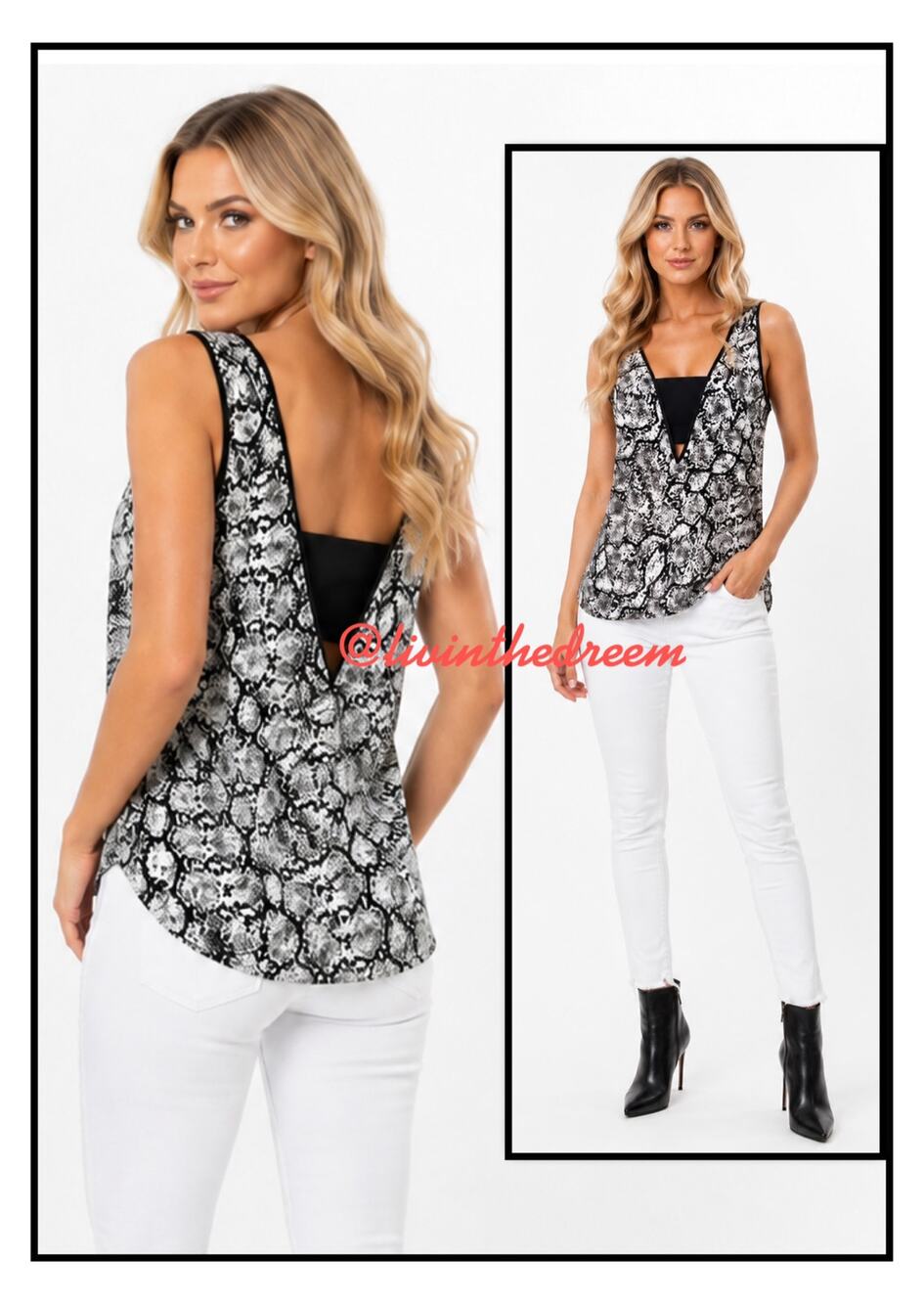 Express Black Snake Print Dressy Tank Top SZ M $69